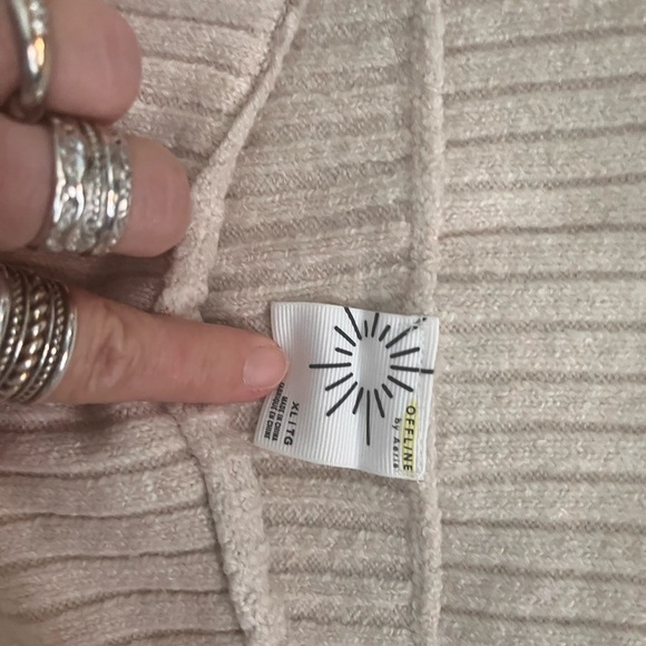 Cream Off-Shoulder Ribbed Aerie Sweater - Picture 2 of 3